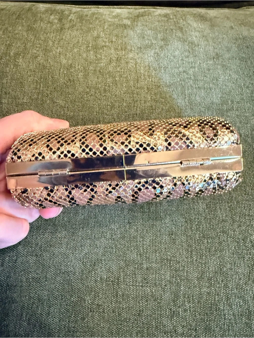 Gold and Black Chainmail Leopard Clutch - Women's Evening Bag